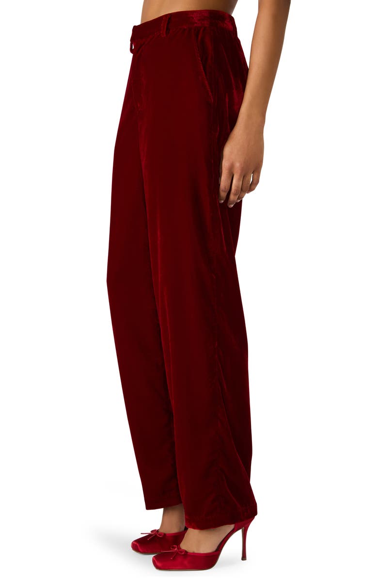 Steve Madden Tonia Velvet Straight Leg Pants, Alternate, color, Red Velvet