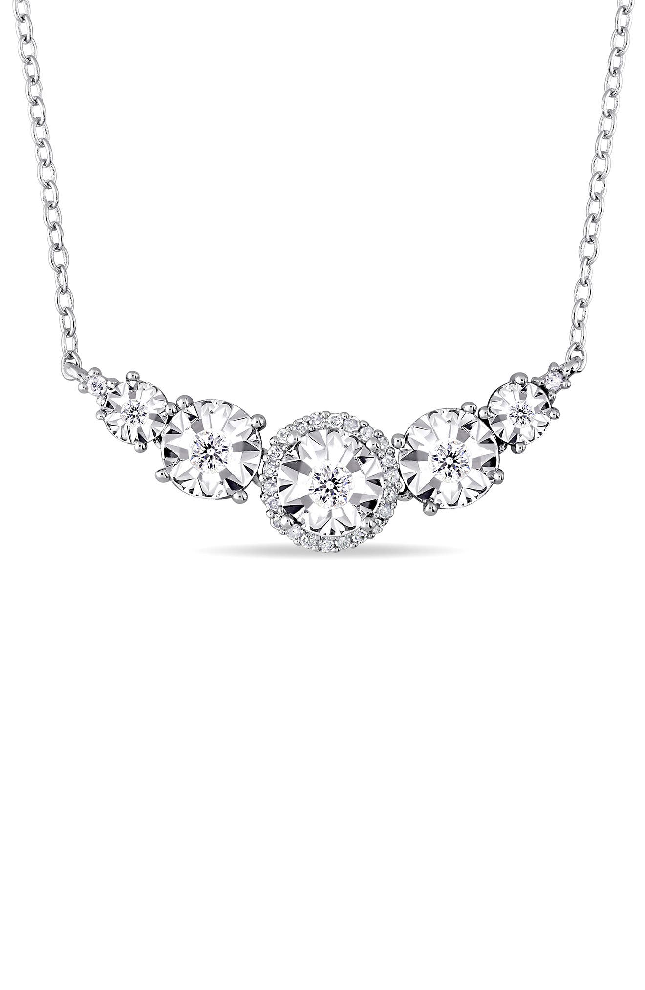 DELMAR Diamond Five-Stone Flower Pendant Necklace - 0.16ct.
