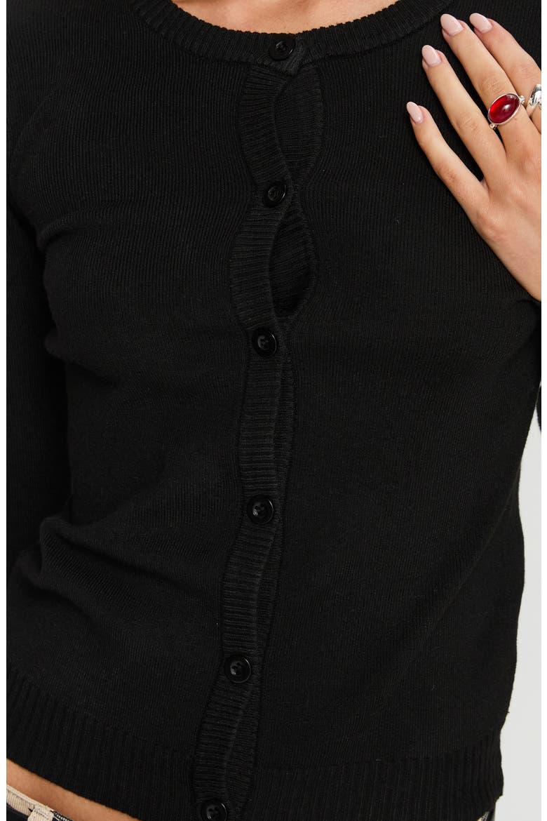 Lauraine Crewneck Cardigan, Alternate, color, BLACK