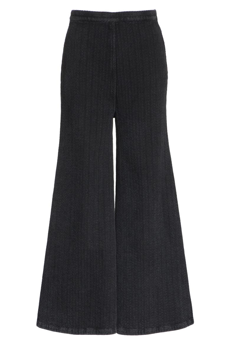 Absolute Herringbone Weave Wide Leg Pants, Alternate, color, BLACK