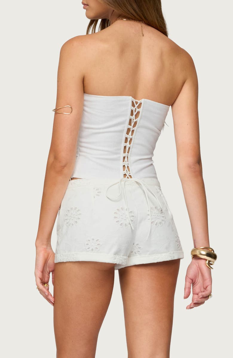 EDIKTED Hadar Strapless Corset Top, Alternate, color, White