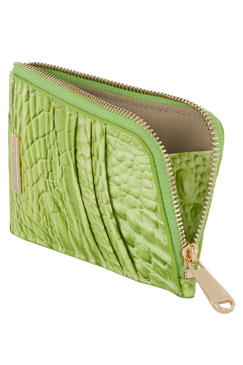 Lennon Croc Embossed Leather Card Case, Alternate, color, KIWI