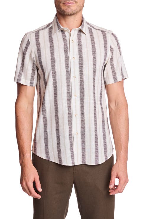Sawyer Short Sleeve Linen Blend Button-Up Shirt