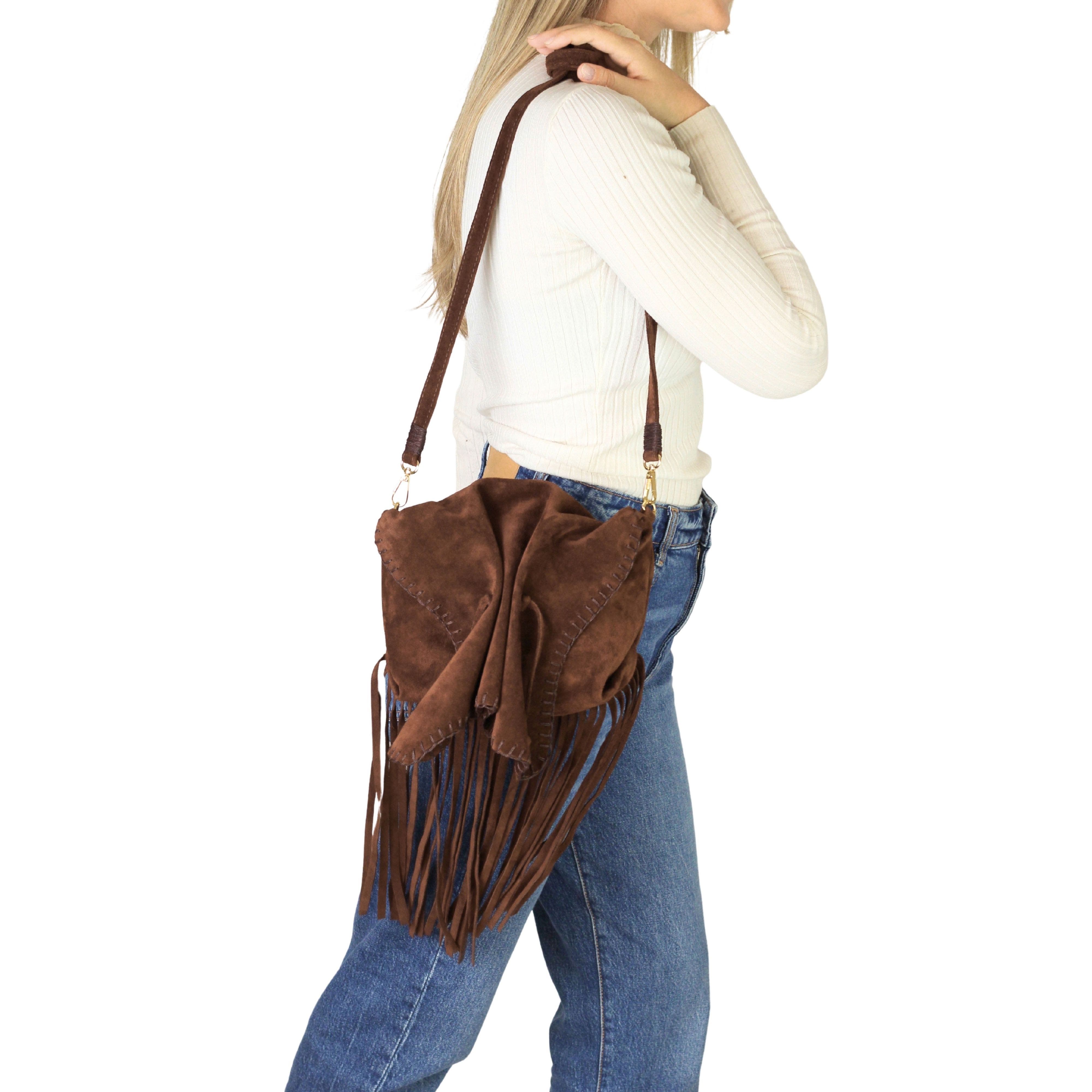 Fringe Butterfly Suede Bag, Alternate, color, Coffee Brown
