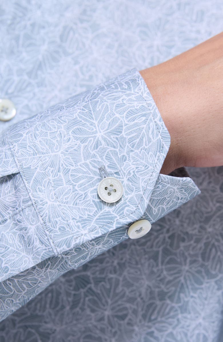 Bugatchi James OoohCotton<sup>®</sup> Leaf Print Button-Up Shirt, Alternate, color, Mint