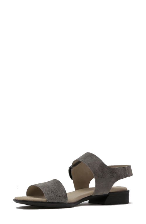 Munro Cleo Sandal In Titanium Metallic Calf Leather