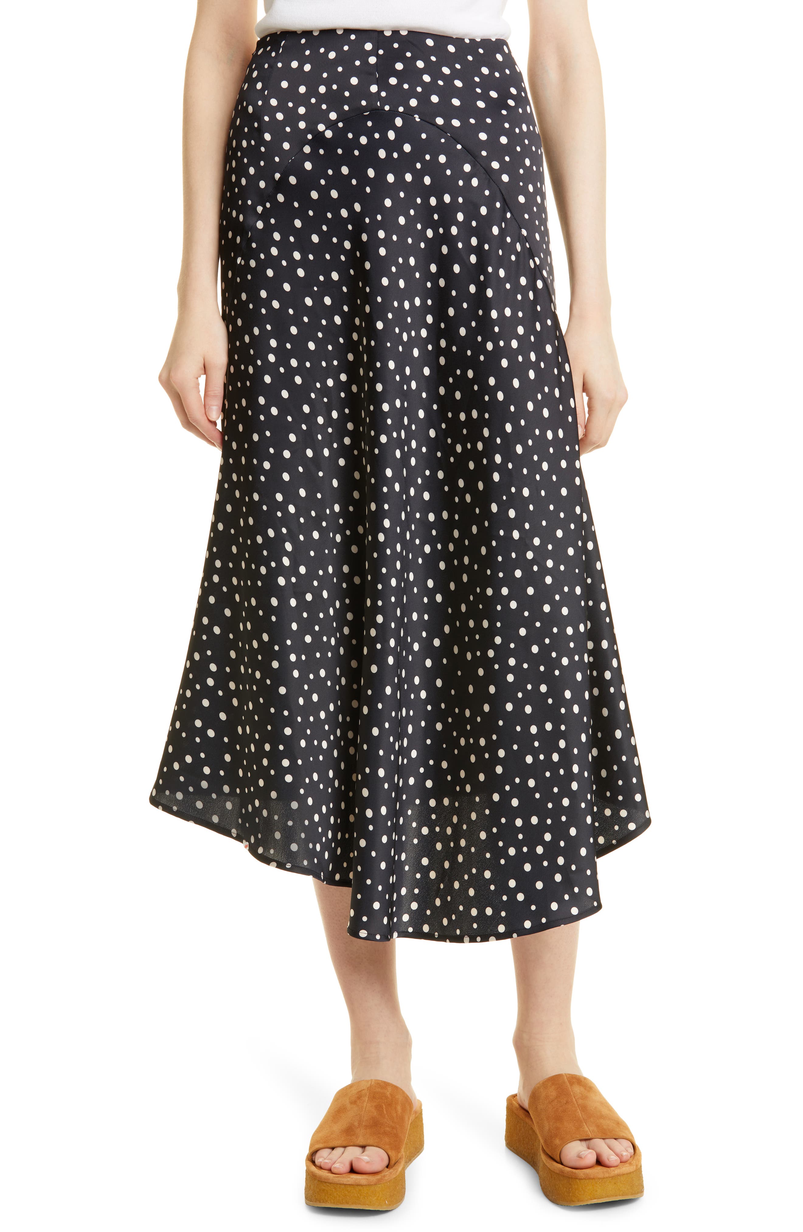 Vince Dot Print Satin Skirt