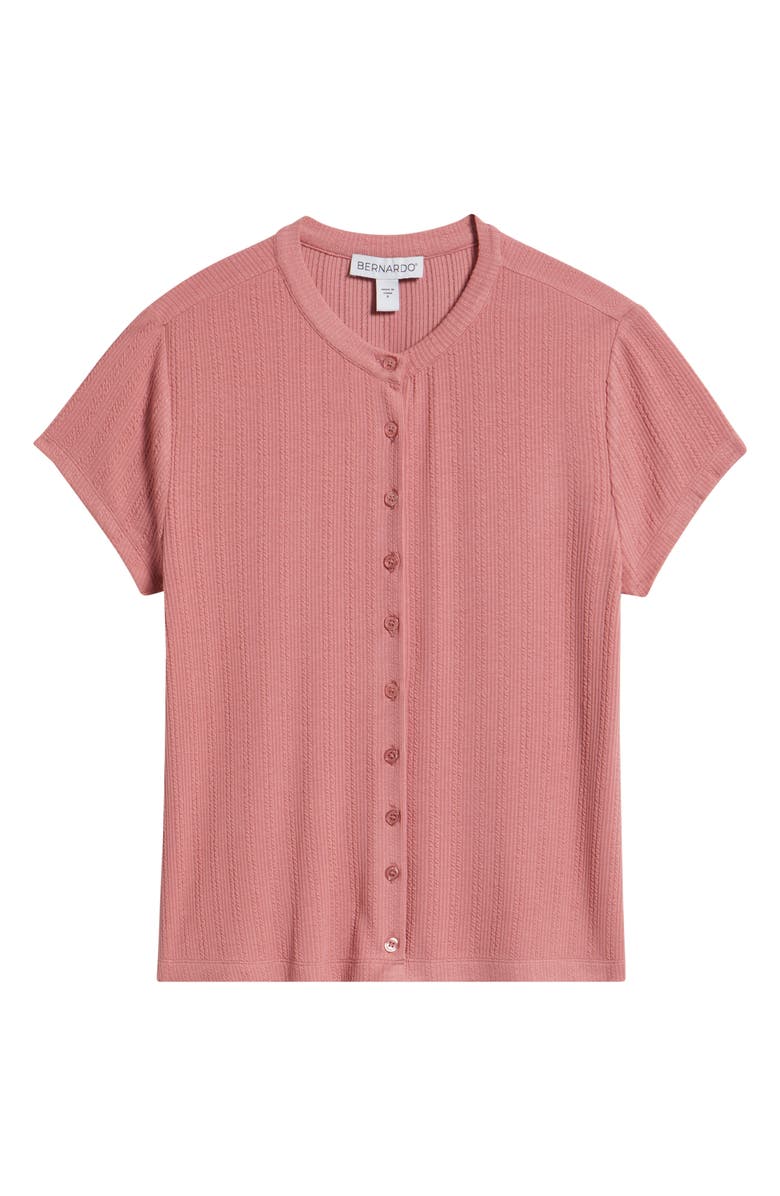 Bernardo Ribbed Buttoned Shirt, Alternate, color, Blush