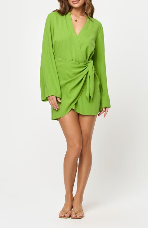 Las Palmas Long Sleeve Cover-Up Wrap Dress