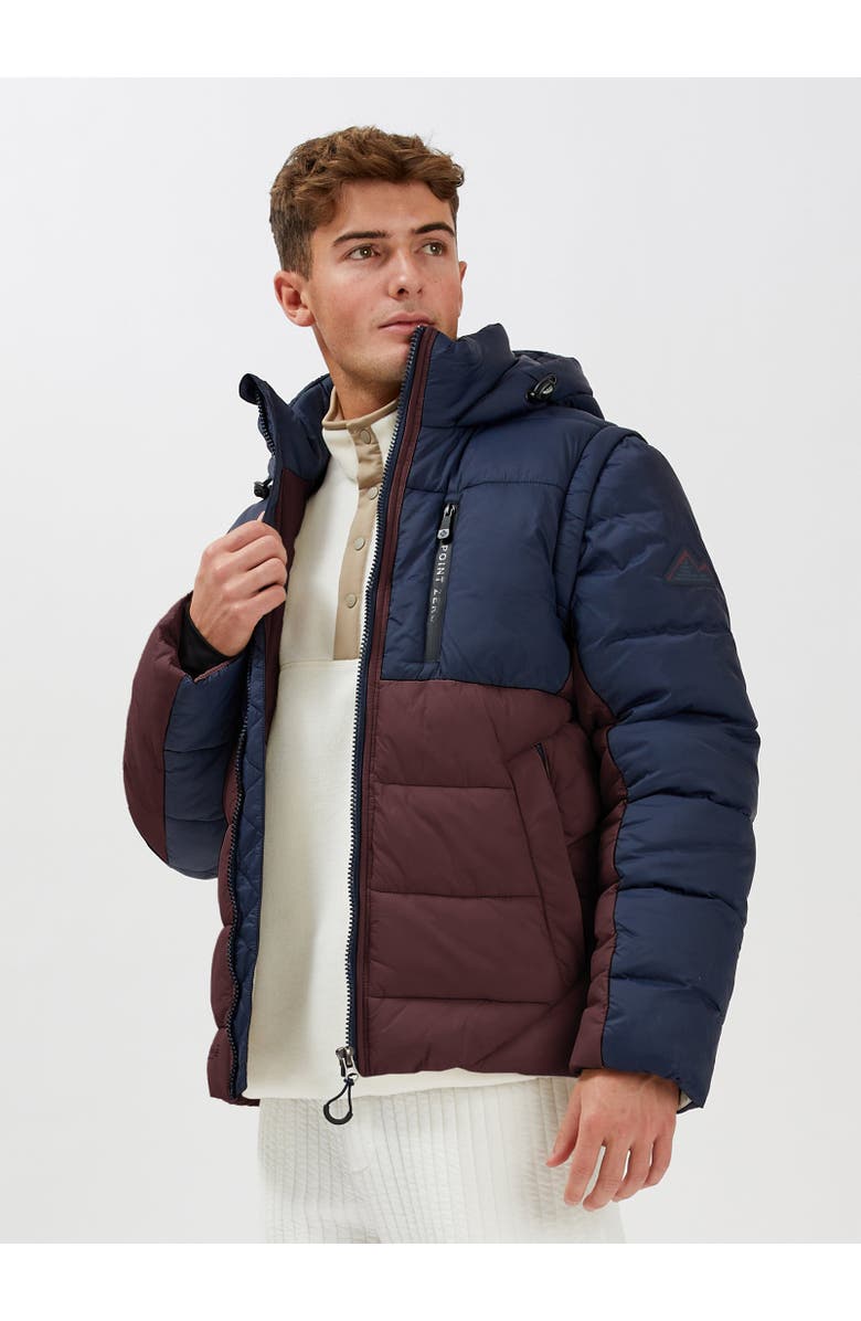 Point Zero MIDWEIGHT ZIP-OFF SLEEVES PUFFER, Alternate, color, Bordo