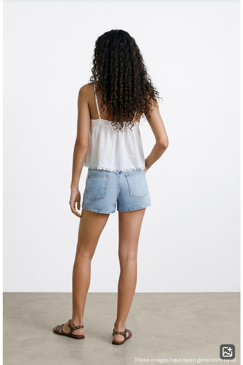 Seam Detail Denim Shorts, Alternate, color, MEDIUM BLUE