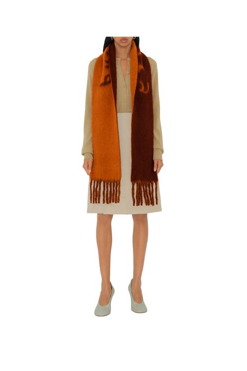 Burberry Reversible Logo Alpaca Wool Blend Scarf In Ginger