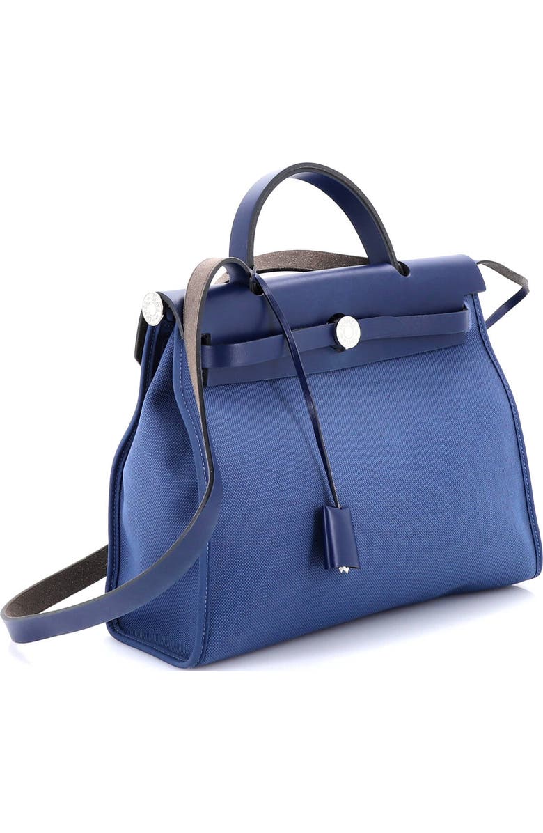 Pre-Owned Hermes Herbag Zip Leather and Toile 31, Alternate, color, Bleu Saphir