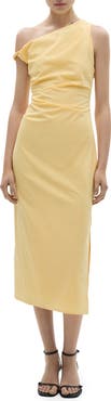 MANGO Asymmetric Neck Draped Midi Dress