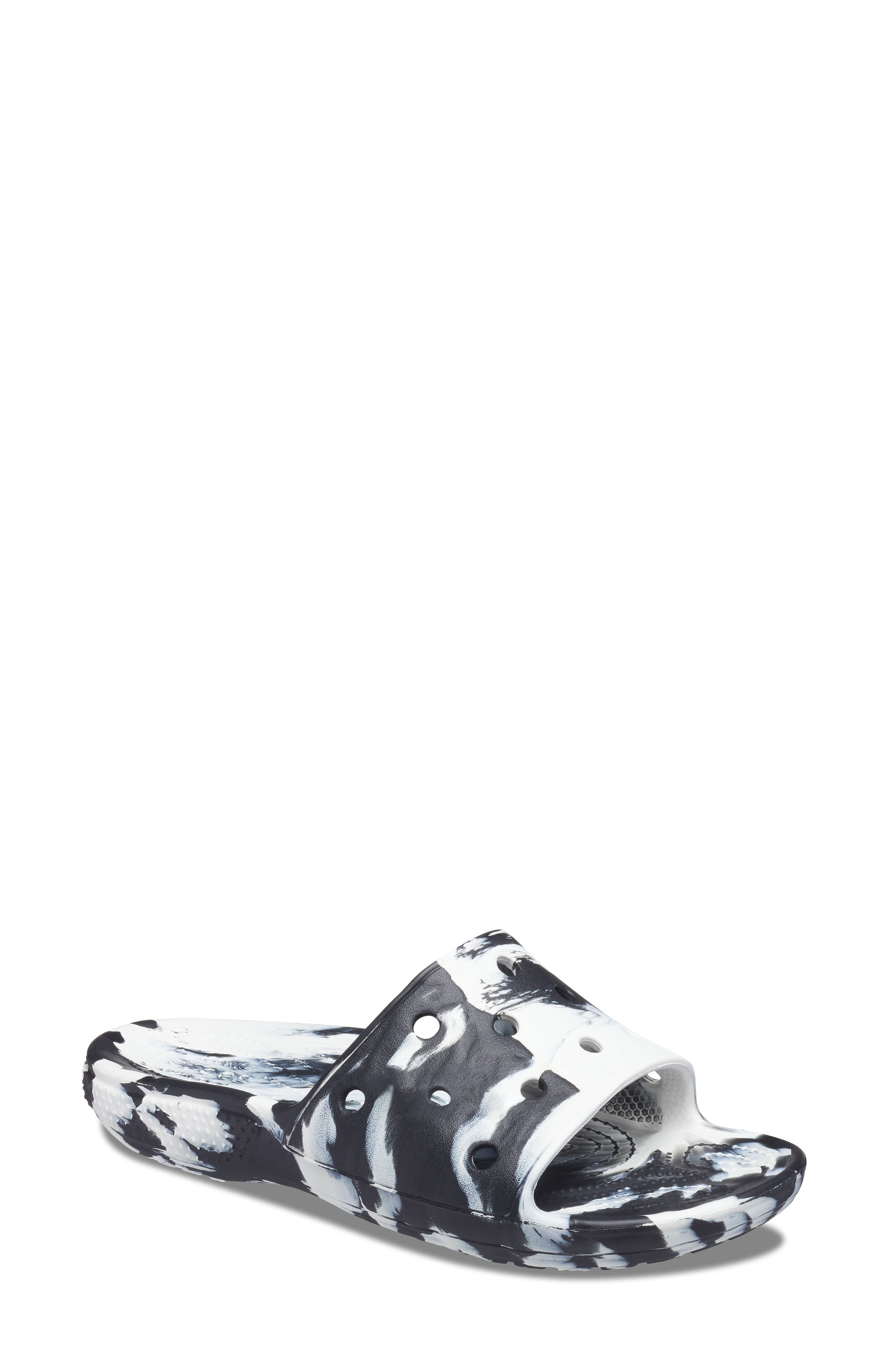 CROCS Classic Marbled Slide Sandal, Main, color, White/ Black