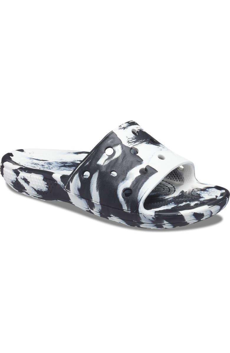 CROCS Classic Marbled Slide Sandal, Main, color, White/ Black