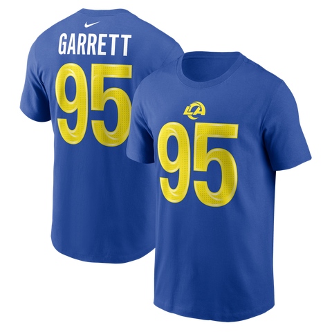 Men's Nike Myles Garrett Royal Los Angeles Rams Name & Number T-Shirt