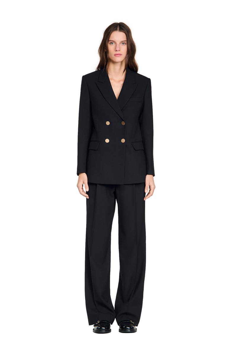 SANDRO Wool slim-fit suit jacket, Alternate, color, Black