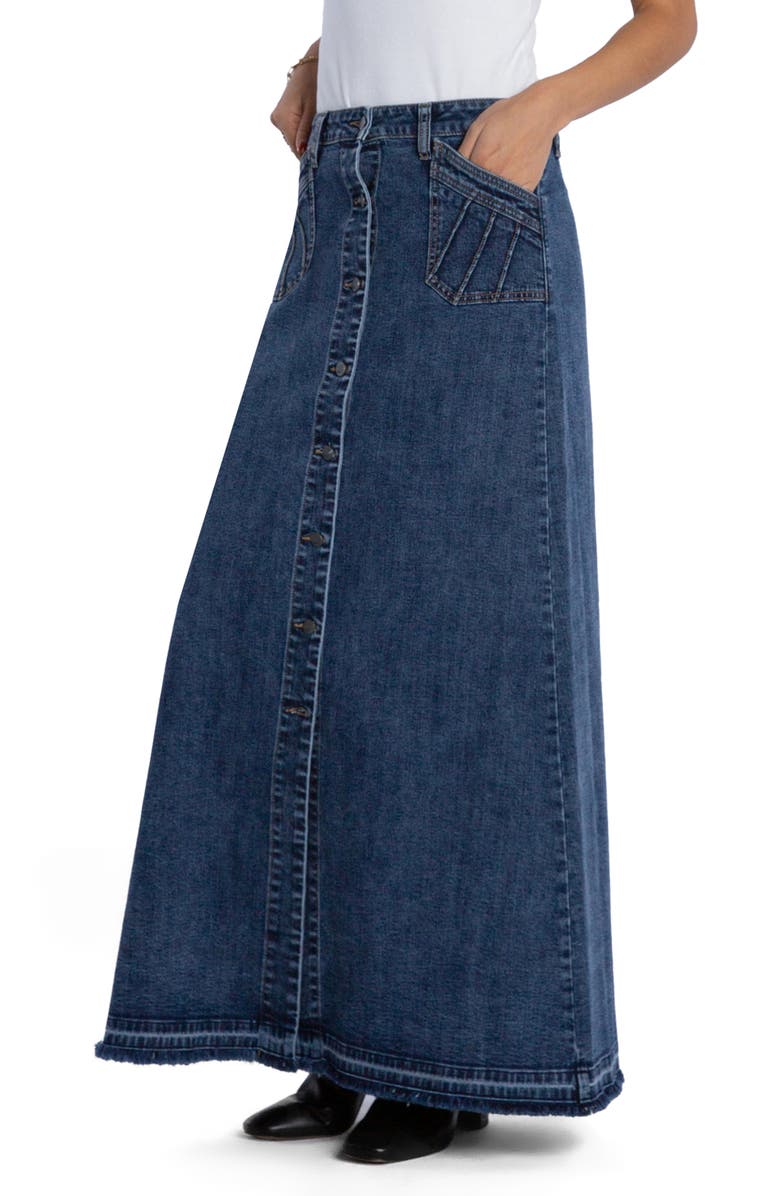 Wash Lab Denim Royal Denim Maxi Skirt, Alternate, color, Imperial Blue