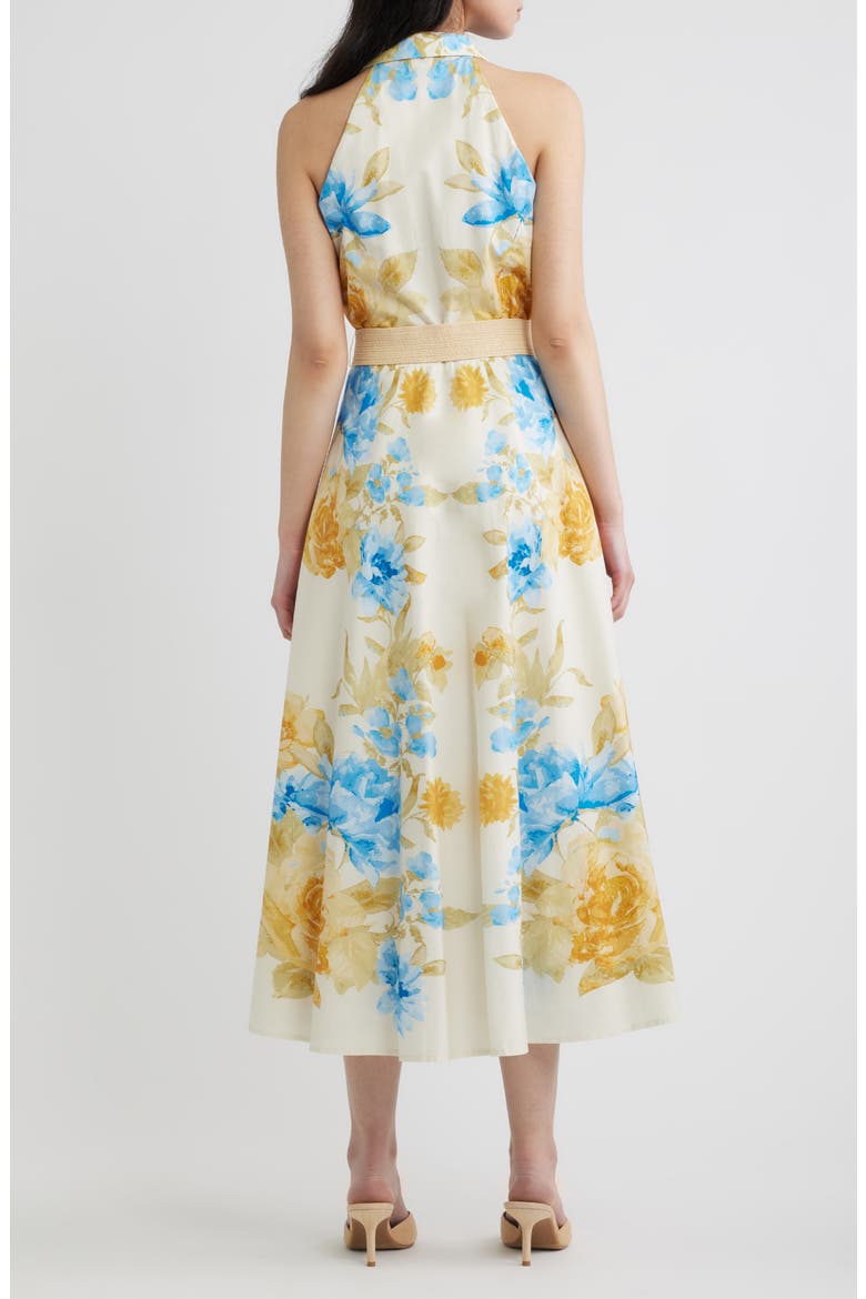 Floral Sleeveless Cotton Shirtdress, Alternate, color, IVORY BLUE