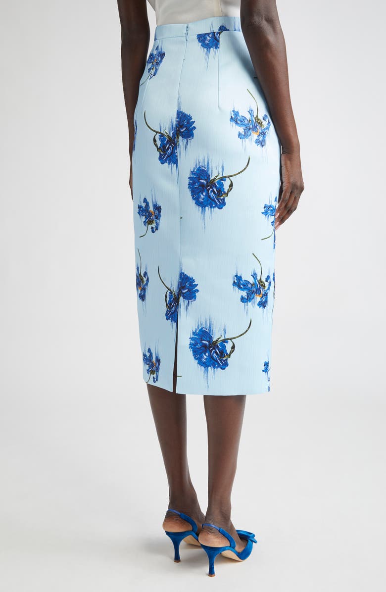 Emilia Wickstead Lorelei Floral Pencil Skirt, Alternate, color, Little Lillies On Blue