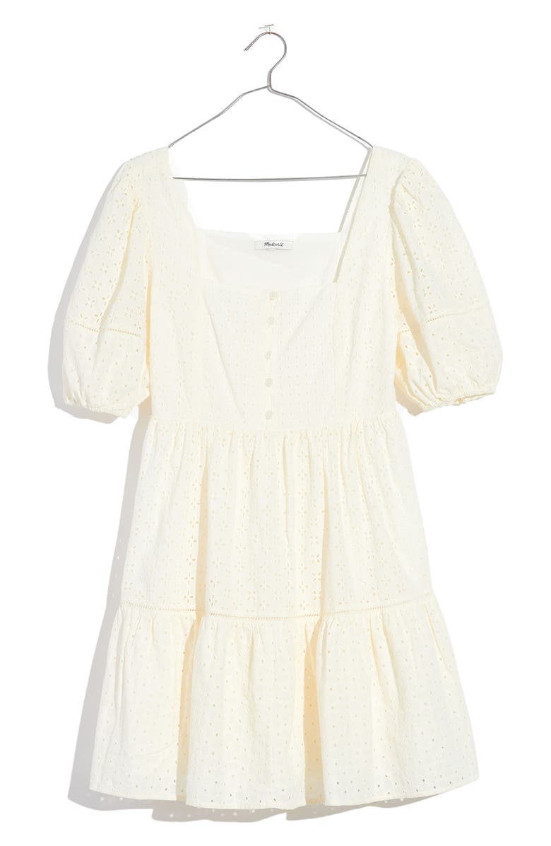 Madewell Eyelet Mix Tiered Minidress, Main, color,