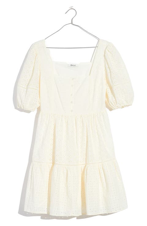 Eyelet Mix Tiered Minidress