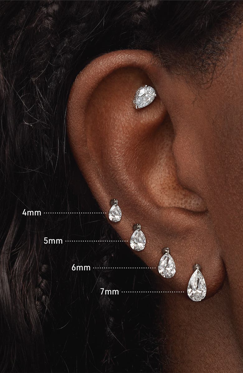MARIA TASH Floating Pear Diamond Charm Single Threaded Stud Earring, Alternate, color, Yellow Gold