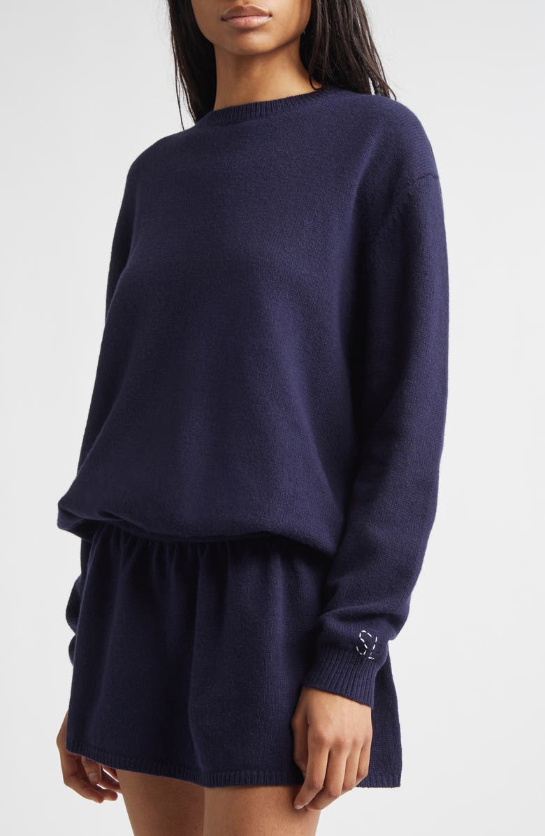 Sandy Liang Kazia Oversize Long Sleeve Sweater Dress, Alternate, color, Navy