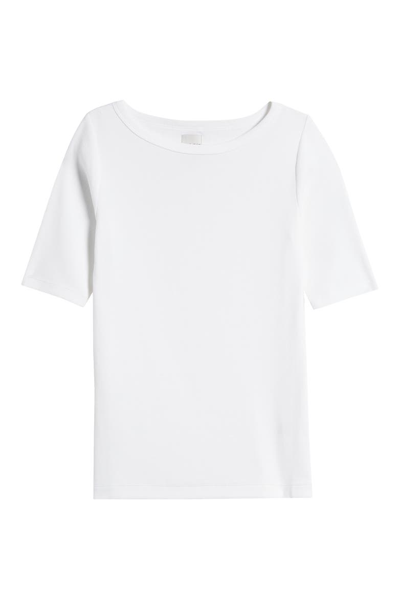 Perfect Boat Neck Rib Top, Alternate, color, PAPER WHITE