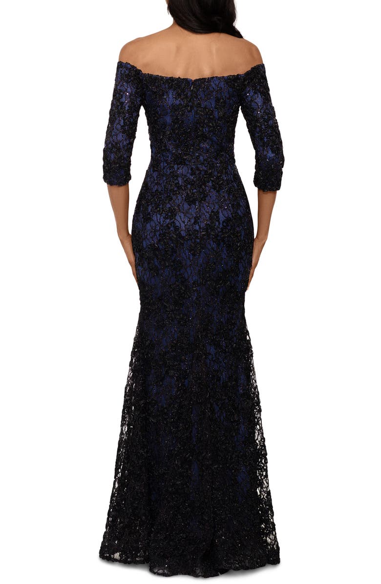 Xscape Evenings Xscape Off the Shoulder Sequin Floral Trumpet Gown, Alternate, color, 