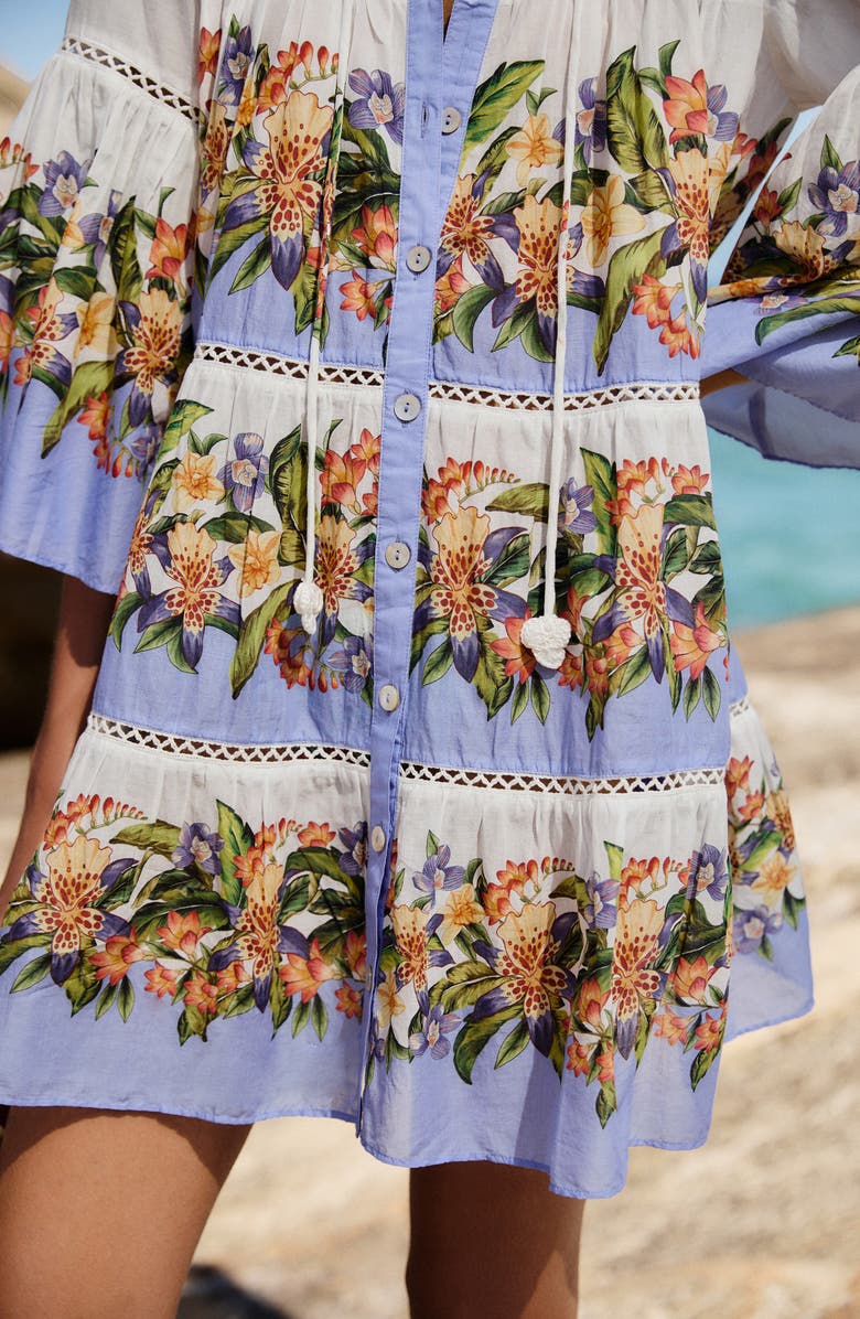 FARM Rio Stripes Cotton High-Low Cover-Up Dress, Alternate, color, Hilo Stripes Light Blue