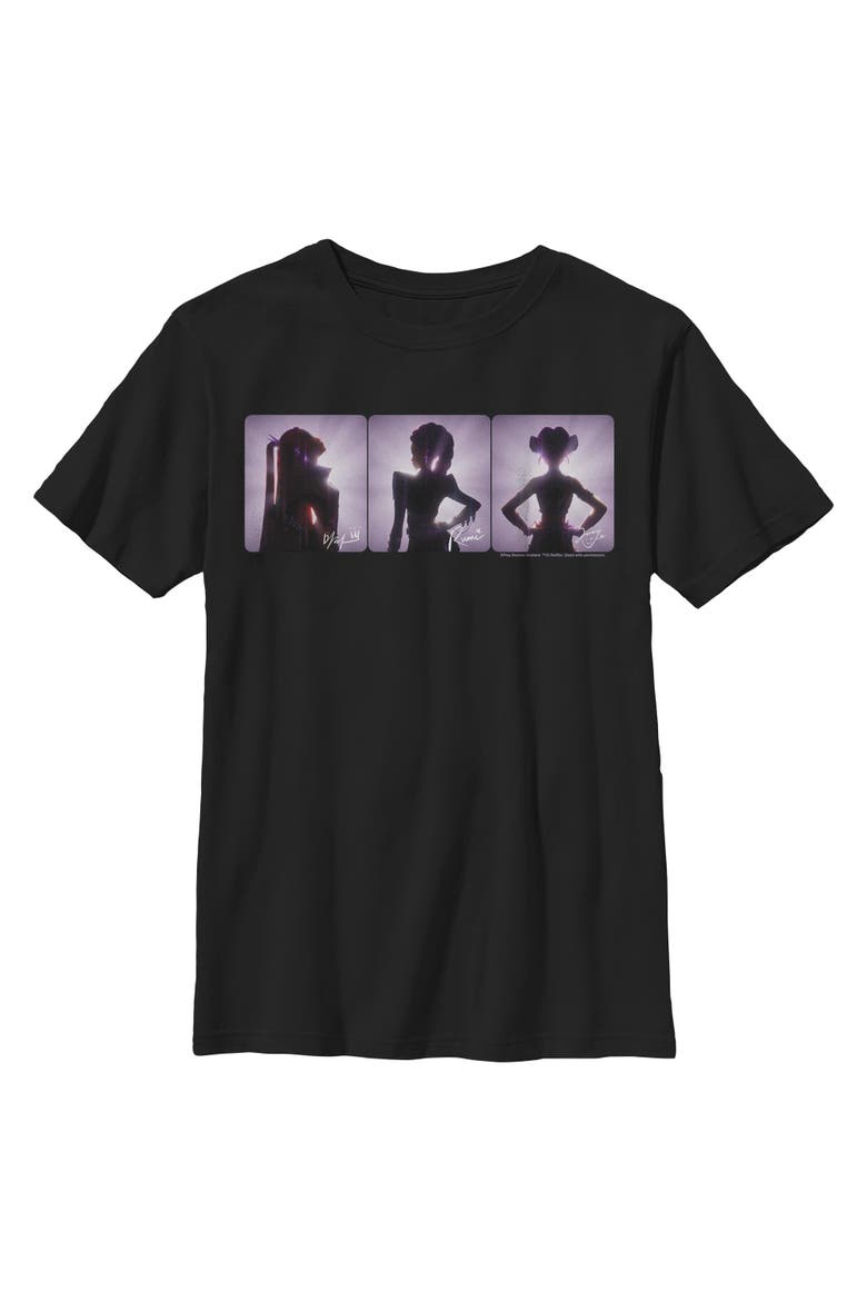 Boy's Kpop Demon Hunters Huntrix Powerful Poses  Graphic T-Shirt, Main, color, Black