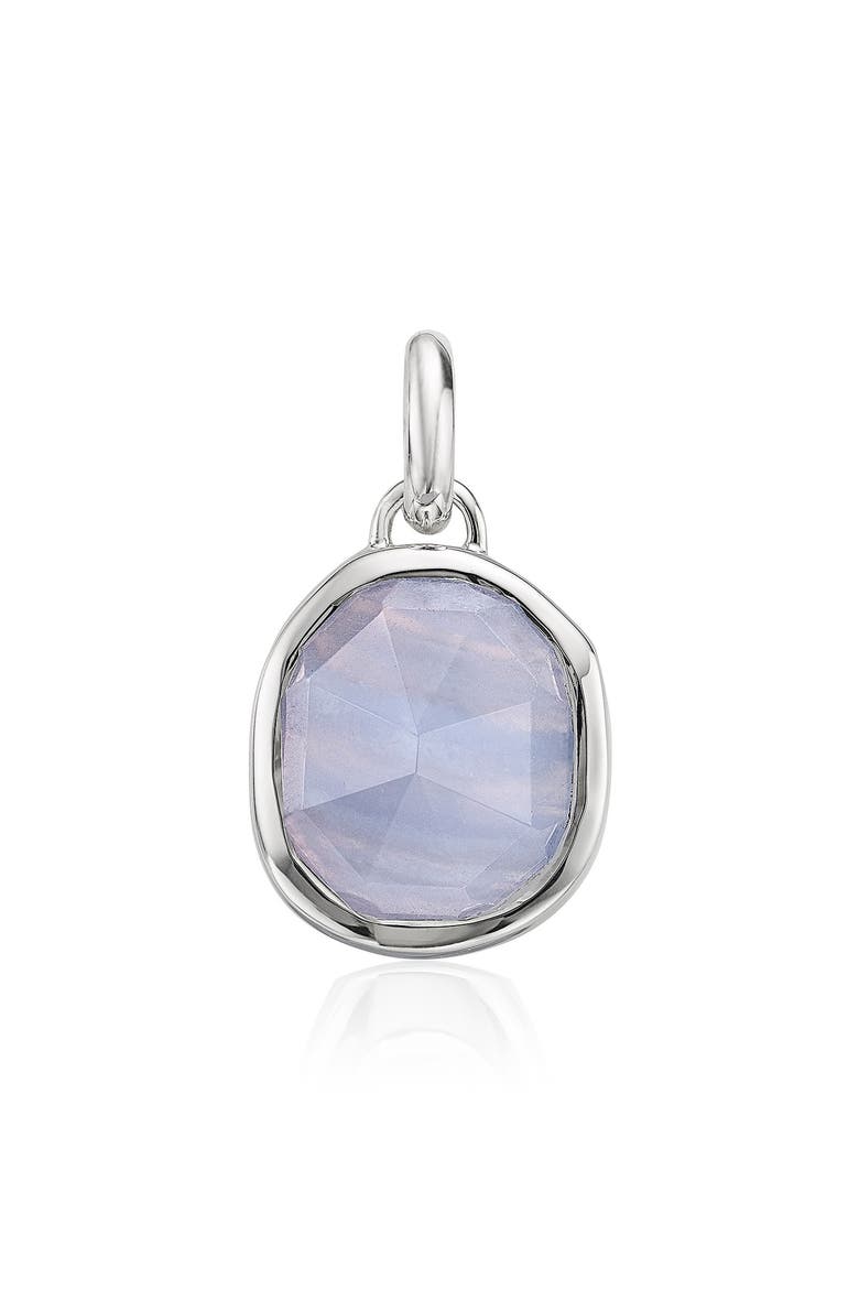 Siren Medium Bezel Pendant Charm, Main, color, SILVER/ BLUE LACE AGATE