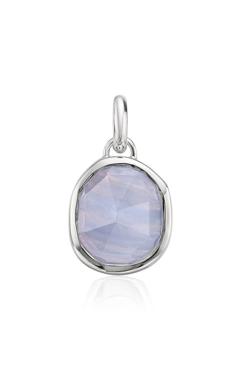Monica Vinader Siren Medium Bezel Pendant Charm, Main, color, Silver/ Blue Lace Agate