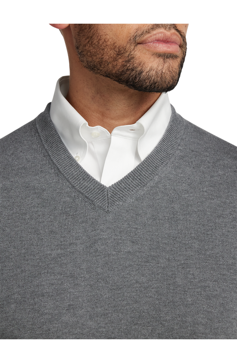 Paul Fredrick Supima Cotton V-neck Sweater, Alternate, color, Medium Grey