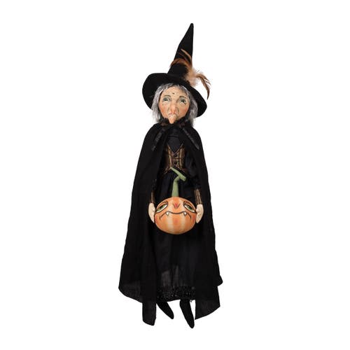 Gallerie Ii Halloween Witch Allegra Large Folk Art Doll Collectible Figurine In Black