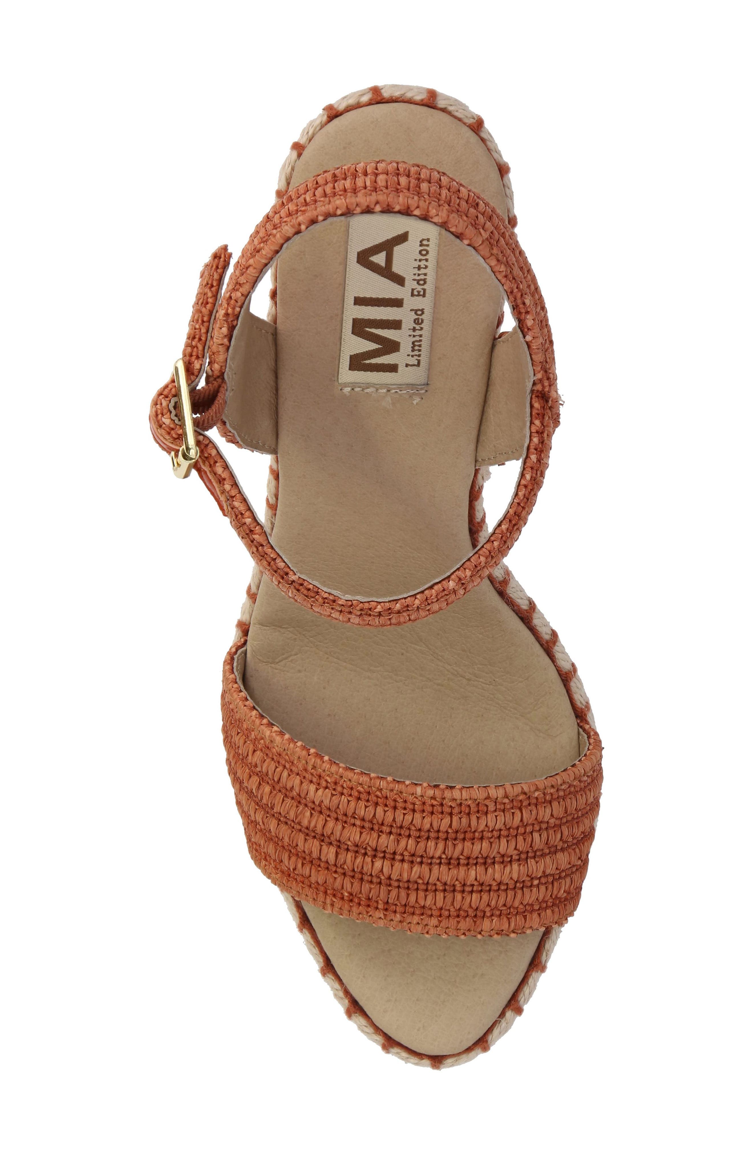 MIA Milazzo Platform Wedge, Alternate, color, Rust Raffia
