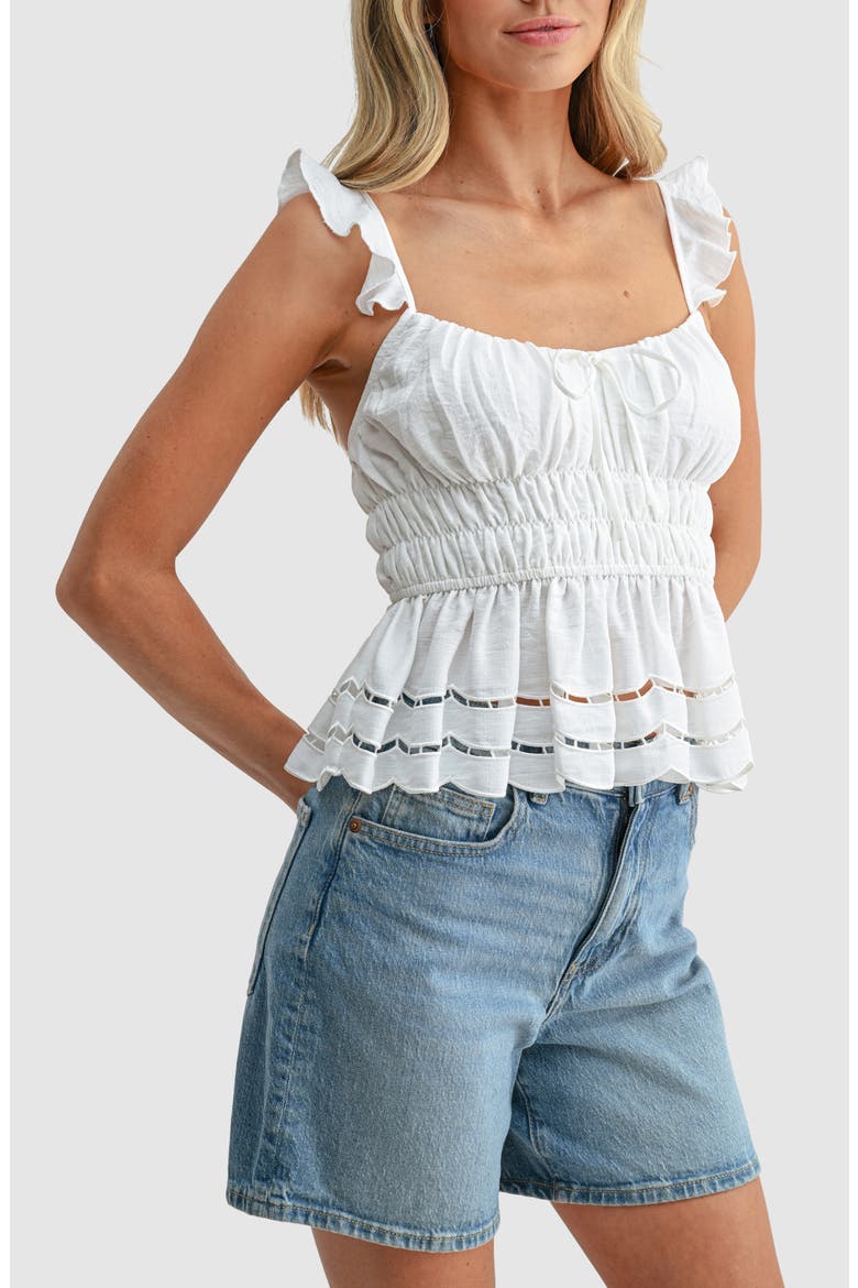 Ruffle Peplum Sleeveless Top, Alternate, color, WHITE