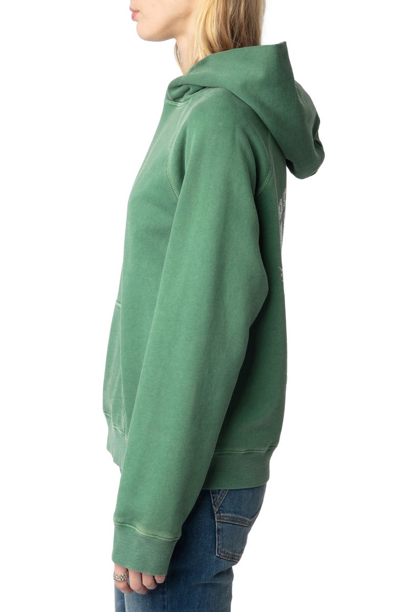 Zadig & Voltaire Georgy Beaded Back Graphic Cotton Fleece Hoodie, Alternate, color, 