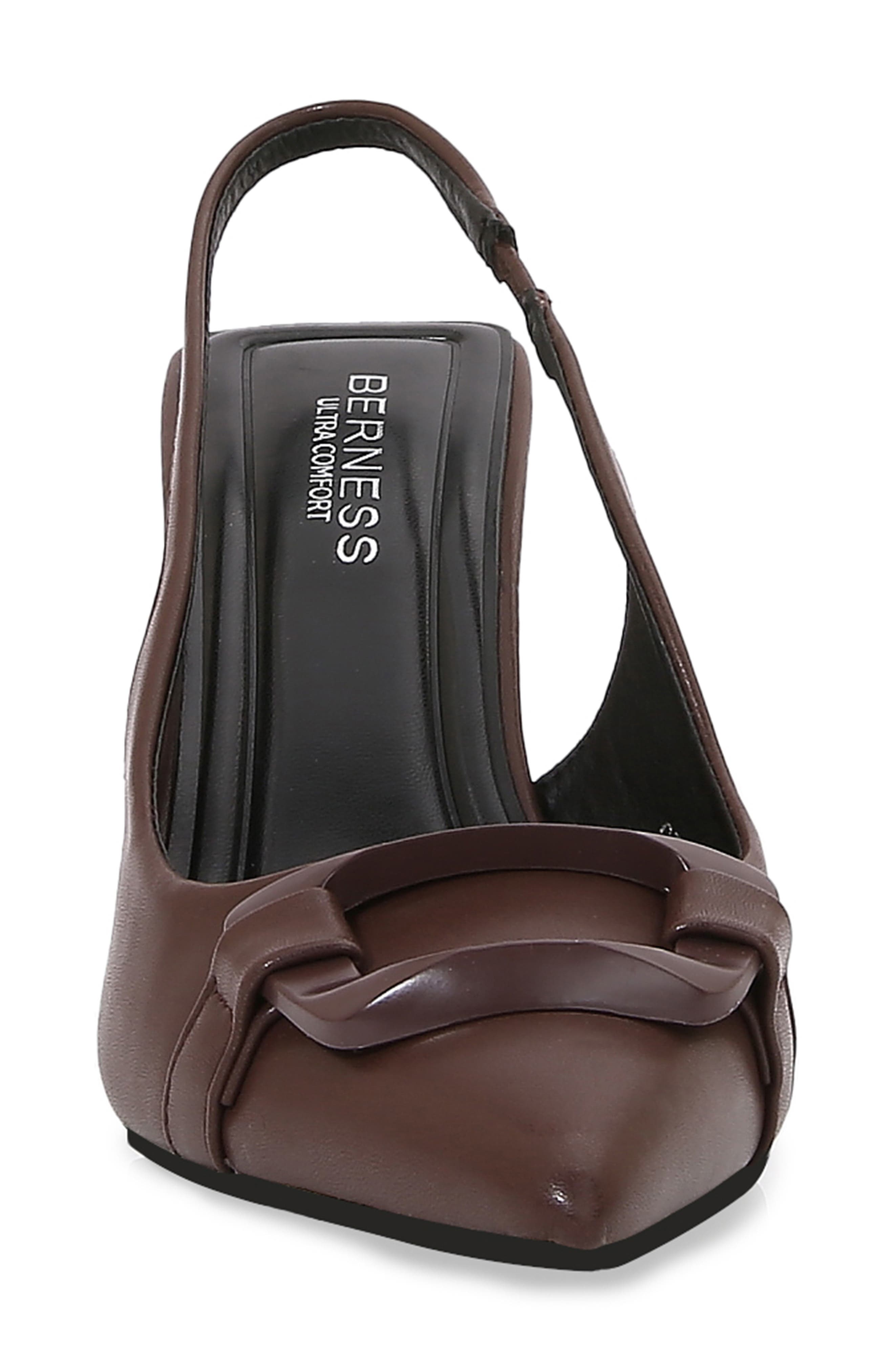 Buckled Pointed Toe Slingback Pump, Alternate, color, BROWN