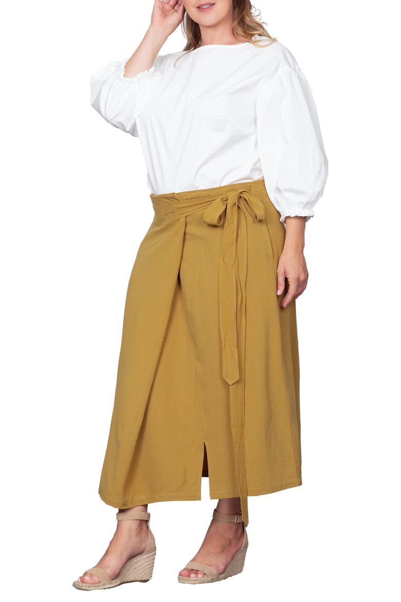 Wrap Maxi Skirt, Alternate, color, BROWN