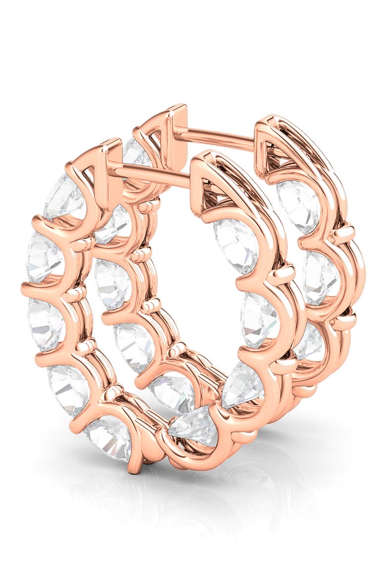 Oval Lab Grown Diamond Inside Out 18K Gold Hoop Earrings, Alternate, color, ROSE GOLD