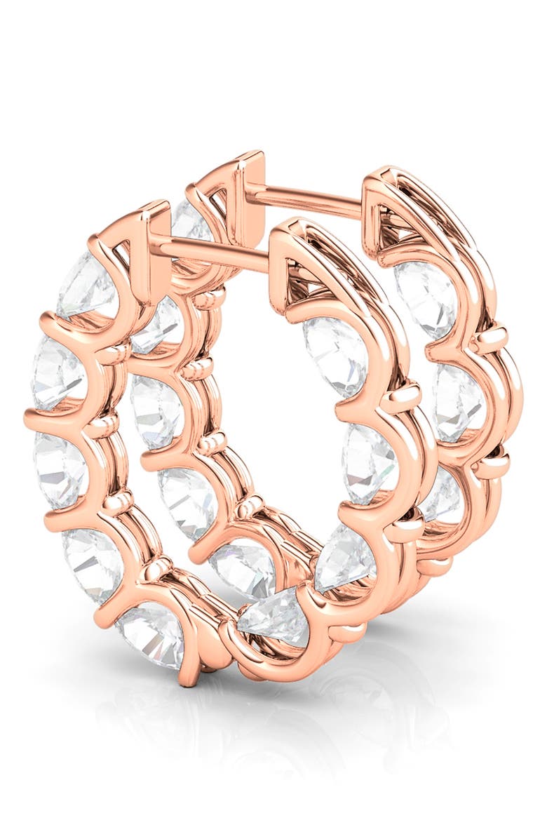 HauteCarat Oval Lab Grown Diamond Inside Out 18K Gold Hoop Earrings, Alternate, color, Rose Gold