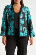 KASPER Floral Open Front Blazer