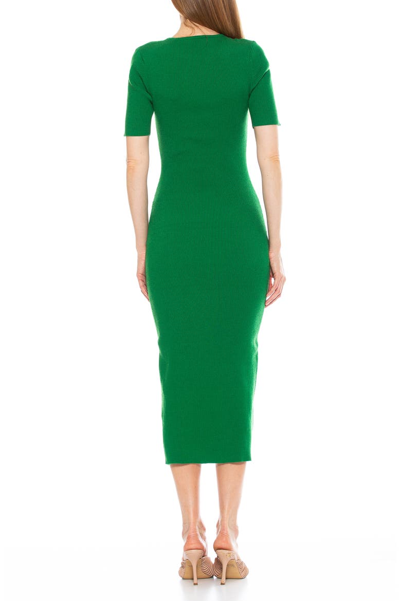 Isla RIbbed Knit Midi Dress, Alternate, color, GREEN