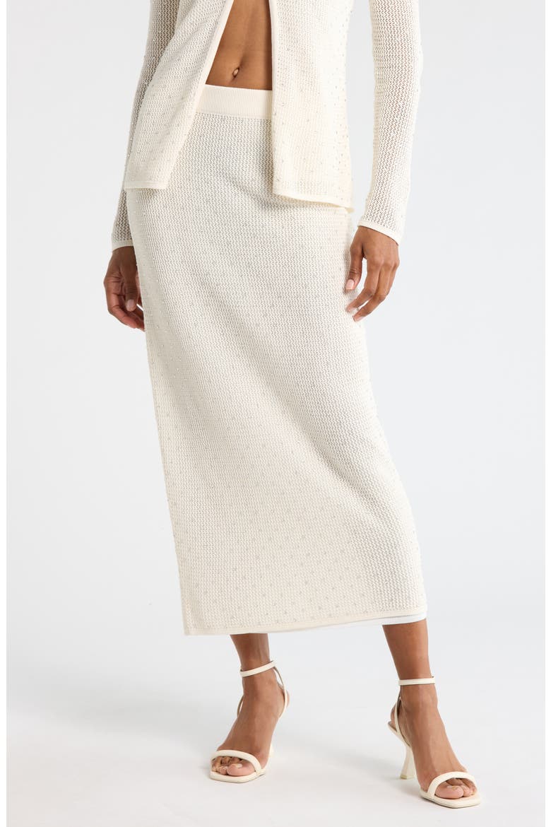 Rina Embellished Midi Sweater Skirt, Main, color, OFF WHITE