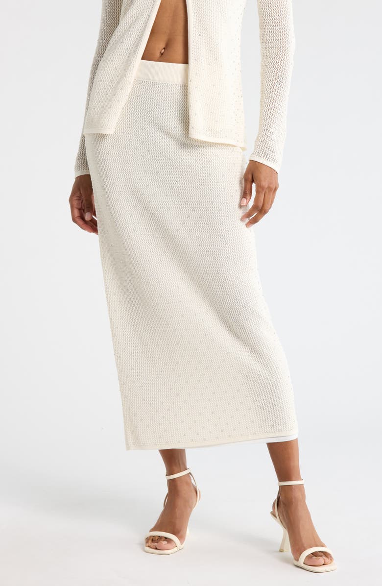 A.L.C. Rina Embellished Midi Sweater Skirt, Main, color, Off White