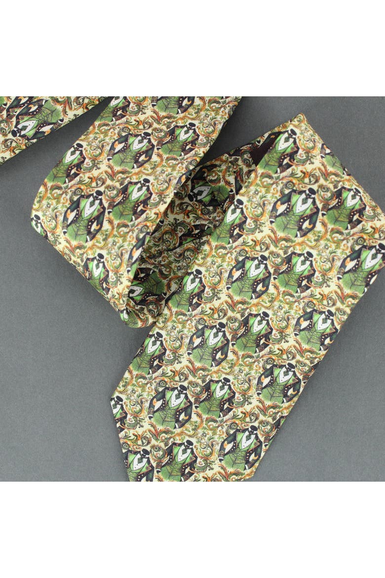 Big and Tall Shall We Dance Silk Novelty Neck Tie, Alternate, color, Green