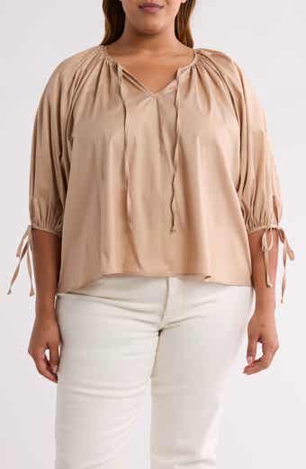 Three-Quarter Sleeve Poplin Top